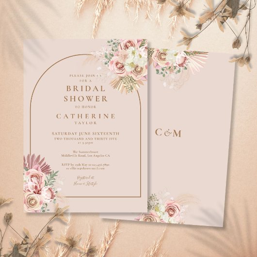 Pampas Grass Blumenstrauß Brautdusche Einladung