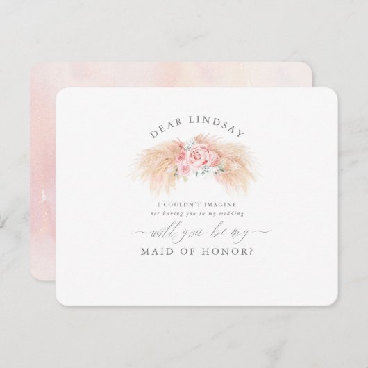 Pampas Grass Blush Bridesmaid Vorschlag zur Einlad Einladung (Vorne/Hinten)