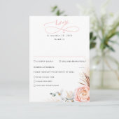 Pampas Grass Blush Pink Floral Wedding RSVP Karte (Stehend Vorderseite)