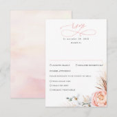 Pampas Grass Blush Pink Floral Wedding RSVP Karte (Vorne/Hinten)