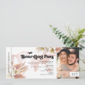 Pampas Grass Boarding Pass Einladung Hochzeit (Stehend Vorderseite)