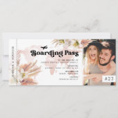Pampas Grass Boarding Pass Einladung Hochzeit (Vorderseite)