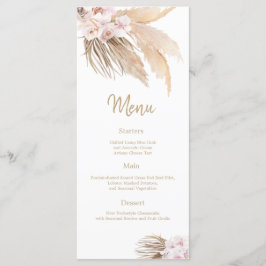 Pampas Grass Bohemisch Blush Hochzeitsempfang Menükarte