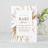 Pampas Grass Bohemisch Boho Babydusche Einladung (Stehend Vorderseite)