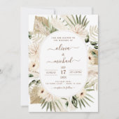 Pampas Grass Bohemisch Boho Eucalyptus Wedding Inv Einladung (Vorderseite)