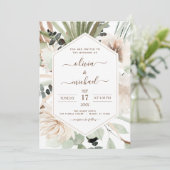 Pampas Grass Bohemisch Boho Eucalyptus Wedding Inv Einladung (Stehend Vorderseite)