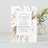 Pampas Grass Bohemisch Boho Hochzeitseinladung Einladung (Stehend Vorderseite)