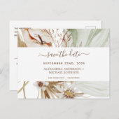 Pampas Grass Bohemisch Boho Save the Date Einladun Postkarte (Vorne/Hinten)