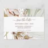 Pampas Grass Bohemisch Boho Save the Date Einladun Postkarte (Vorderseite)