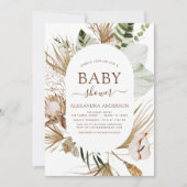 Pampas Grass Bohemisch Boho Tropical Baby Dusche i Einladung (Vorderseite)