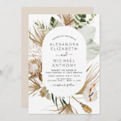 Pampas Grass Bohemisch Boho Tropical Wedding Einladung (Vorne/Hinten)