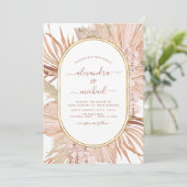 Pampas Grass Bohemisch Boho Tropical Wedding Einladung (Stehend Vorderseite)
