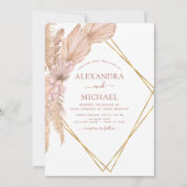 Pampas Grass Bohemisch Boho Tropical Wedding Invit Einladung (Vorderseite)