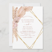 Pampas Grass Bohemisch Boho Tropical Wedding Invit Einladung (Vorderseite)