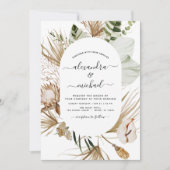 Pampas Grass Bohemisch Boho Tropical Wedding Invit Einladung (Vorderseite)