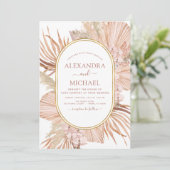 Pampas Grass Bohemisch Boho Tropical Wedding Invit Einladung (Stehend Vorderseite)
