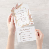 Pampas Grass Bohemisch Boho Tropical Wedding RSVP All In One Einladung (Abreißen)