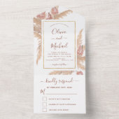 Pampas Grass Bohemisch Boho Tropical Wedding RSVP All In One Einladung (Innen Boden)