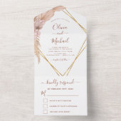 Pampas Grass Bohemisch Boho Tropical Wedding RSVP All In One Einladung (Innen Boden)