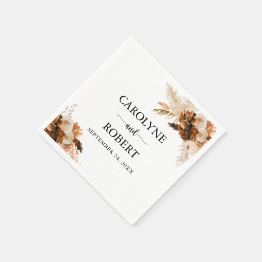 Pampas Grass Bohemisch Boho Wedding Serviette (Ecke)