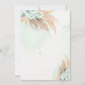 Pampas Grass Bohemisch Sage Green Baby Dusche Einladung (Rückseite)