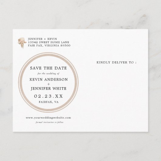 Pampas Grass Bohemisch Save the Date Postkarte (Rückseite)