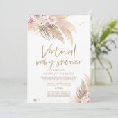 Pampas Grass Bohemisch Virtual Zoom Baby Dusche Einladung (Stehend Vorderseite)