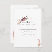 Pampas Grass Bohemisch Wedding RSVP Karte (Vorne/Hinten)