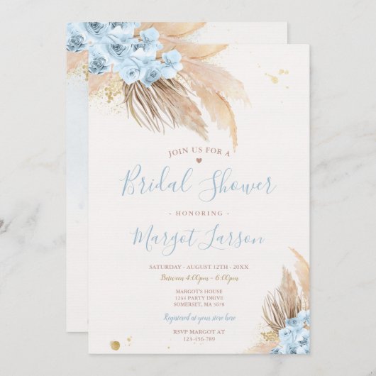 Pampas Grass Bohemisch Wüste Brautparty Einladung (Vorne/Hinten)