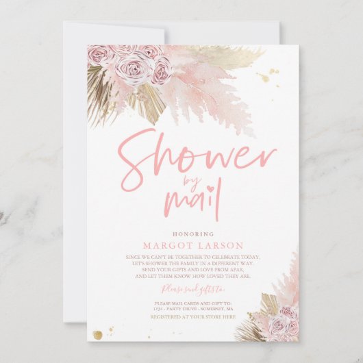 Pampas Grass Bohemische Dusche per Mail Kinderdusc Einladung (Vorderseite)