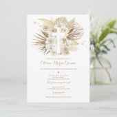 Pampas Grass Bohemische Taufe Boho Christening Einladung (Stehend Vorderseite)