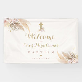 Pampas Grass Bohemische Taufe Personalisiert Empfa Banner