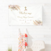 Pampas Grass Bohemische Taufe Personalisiert Empfa Banner (Insitu)