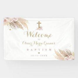Pampas Grass Bohemische Taufe Personalisiert Empfa Banner