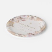 Pampas Grass Bohemische Taufe Personalisiert Pappteller (Schrägansicht)