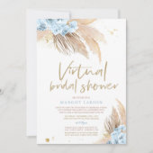 Pampas Grass Bohemisches Virtual Zoom Brautparty Einladung (Vorderseite)