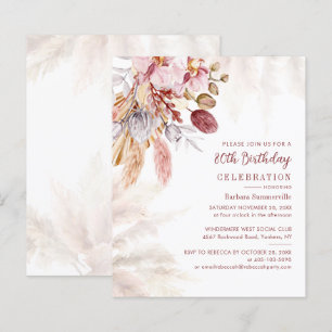 Pampas Grass Boho 80. Geburtstagsparty Einladung