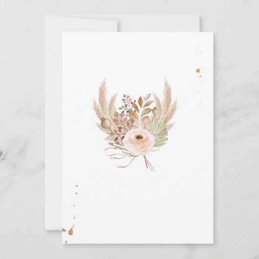 Pampas Grass Boho ANY AGE Rustikales Mädchen Gebur Einladung (Rückseite)