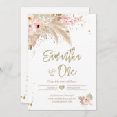 Pampas Grass Boho ANY AGE Rustikales Mädchen Gebur Einladung (Vorne/Hinten)