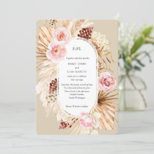 Pampas Grass Boho Aquarell Beige Hochzeit Einladung