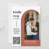 Pampas Grass Boho Arch QR Code Foto Hochzeit Einladung (Rückseite)