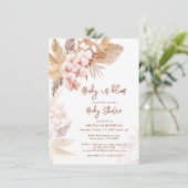 Pampas Grass Boho Baby in Bloom Girl Baby Dusche Einladung (Stehend Vorderseite)