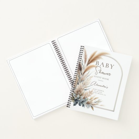 Pampas Grass Boho Baby Shower Gästebuch Notizblock (Innenseite)