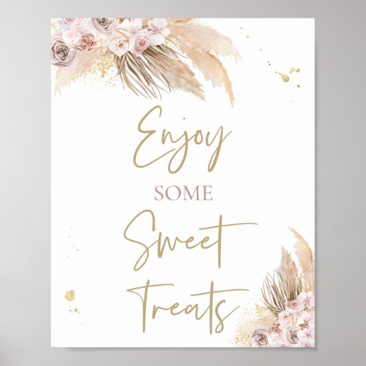 Pampas Grass Boho Babydusche bevorzugt Schilderdek Poster (Vorne)