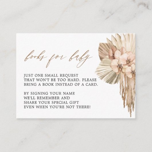 Pampas Grass Boho Babydusche Buchungskarten Begleitkarte (Vorderseite)