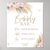 Pampas Grass Boho Babydusche Decke Blase Bar Poster (Vorne)