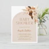 Pampas Grass Boho Babydusche Einladung (Stehend Vorderseite)