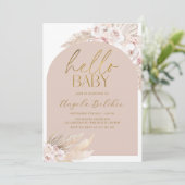 Pampas Grass Boho Babydusche Einladung (Stehend Vorderseite)