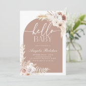 Pampas Grass Boho Babydusche Einladung (Stehend Vorderseite)