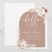 Pampas Grass Boho Babydusche Einladung (Vorne/Hinten)